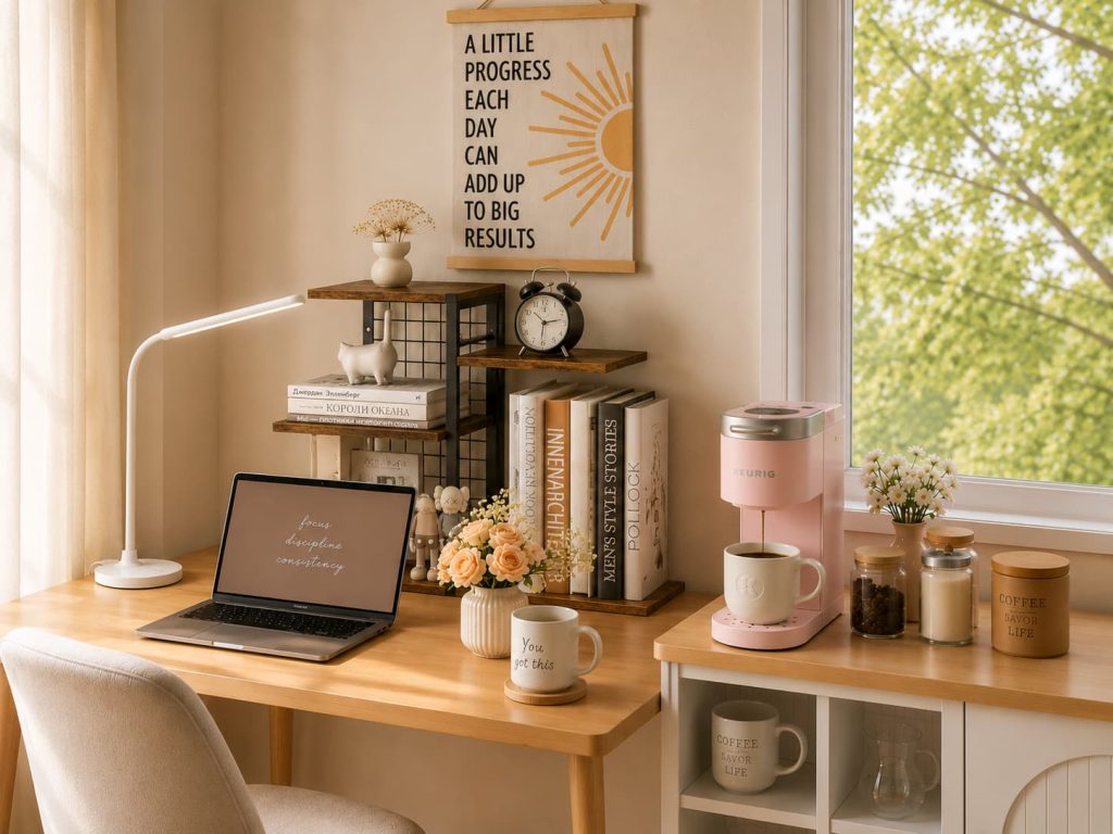 Cozy Coffee Bar Workspace